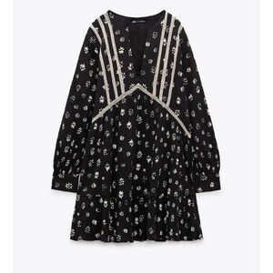 Elegant Black Dress with Floral Accents